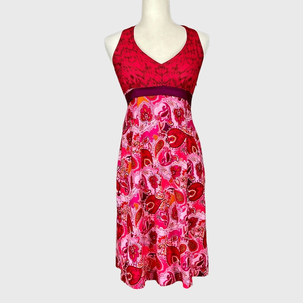 Athleta Womens Grenadine Pack Everywhere Halter Dress Pink Paisley size 4